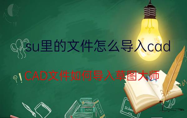 su里的文件怎么导入cad CAD文件如何导入草图大师？